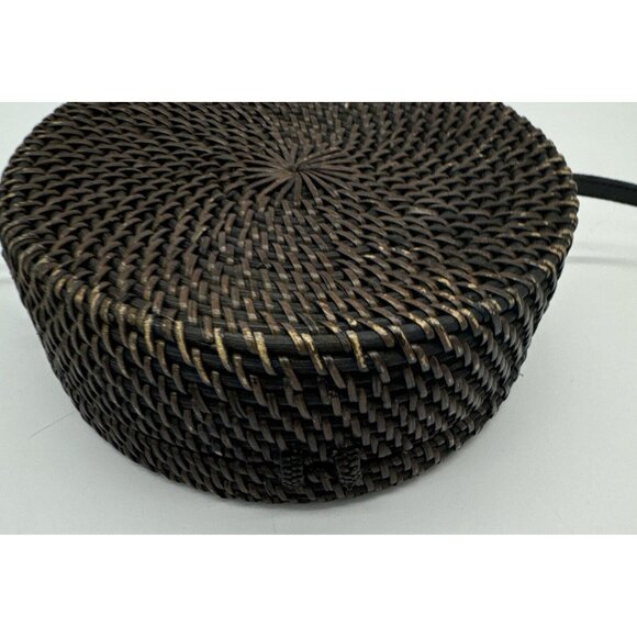 Woven Round Rattan Bag Wicker Straw Purse Crossbody Brown Tropical Boho - Picture 14 of 16